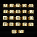 10k Multi-Tone Gold Square Initial Ring