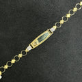 10k Nameplate Baby Bracelet Multicolor Gold Hearts and Diamond Cut