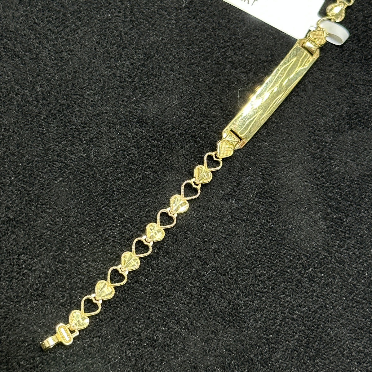 10k Yellow Gold Diamond Cut Heart Shaped Baby ID Bracelet