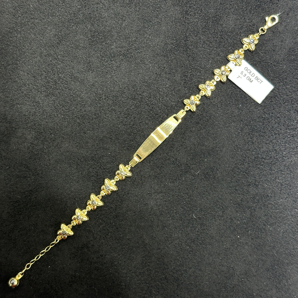 10k Gold Butterfly Style ID Bracelet For Kids 7"