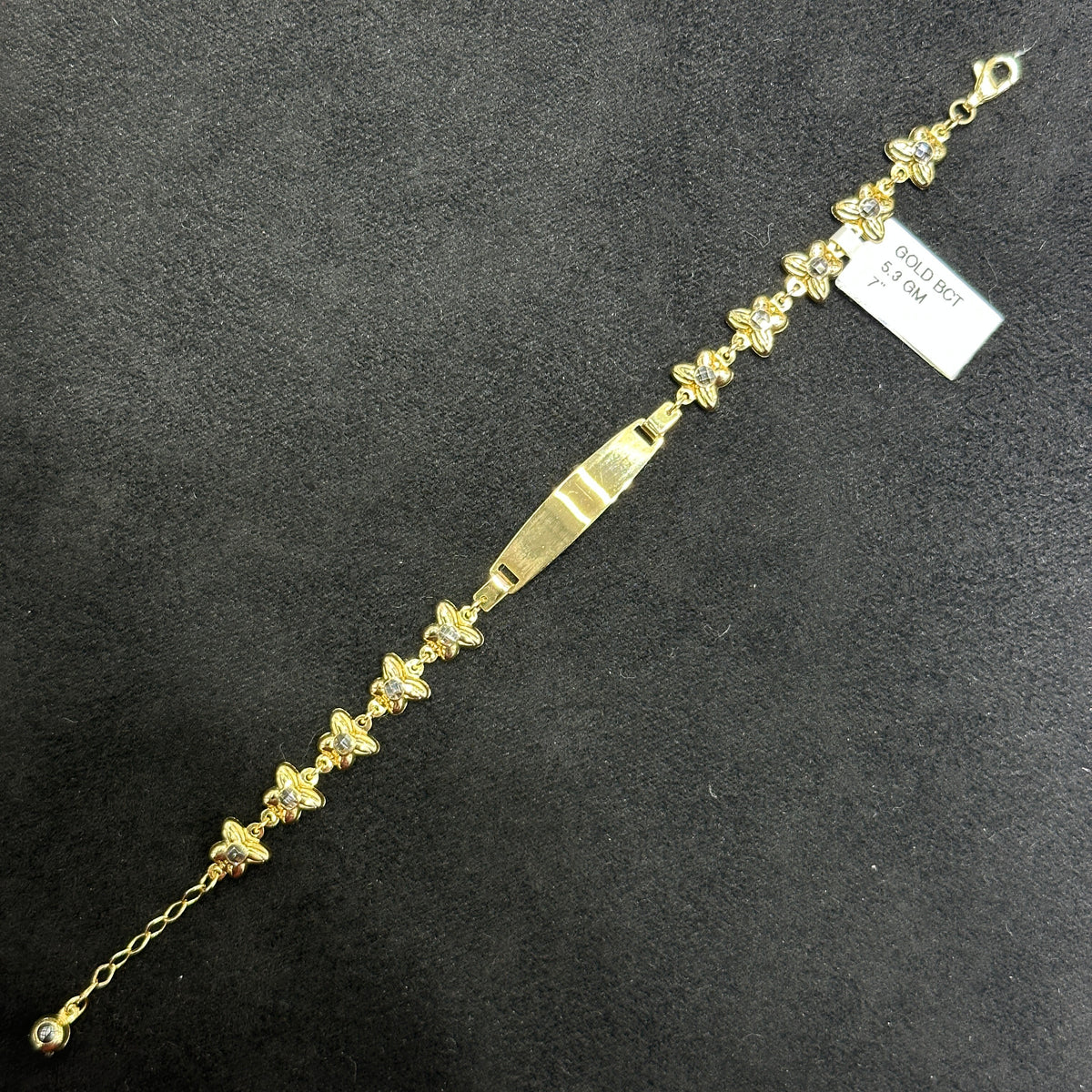10k Gold Butterfly Style ID Bracelet For Kids 7"