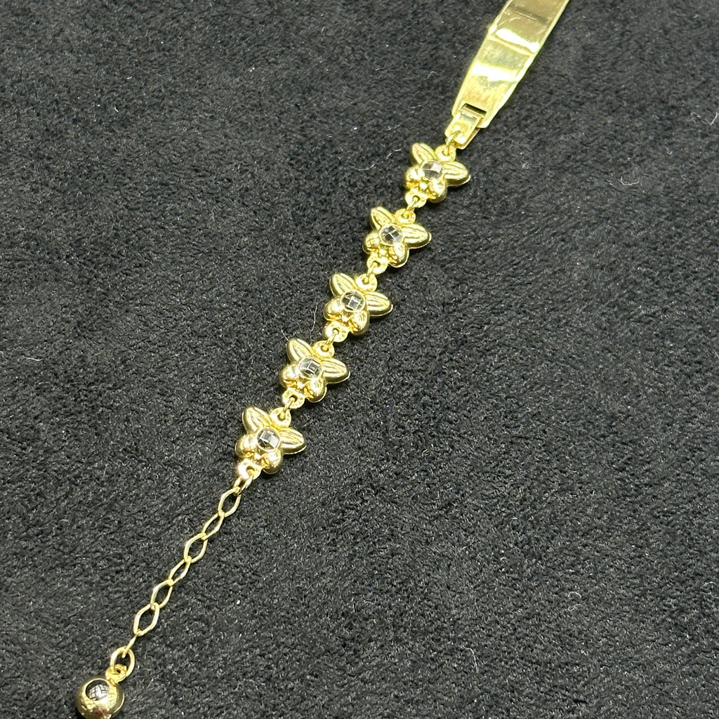 10k Gold Butterfly Style ID Bracelet For Kids 7"