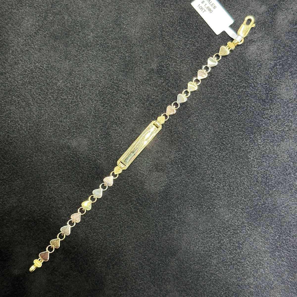 10K Tri-Color Gold Bracelet Heart Shaped for Kids