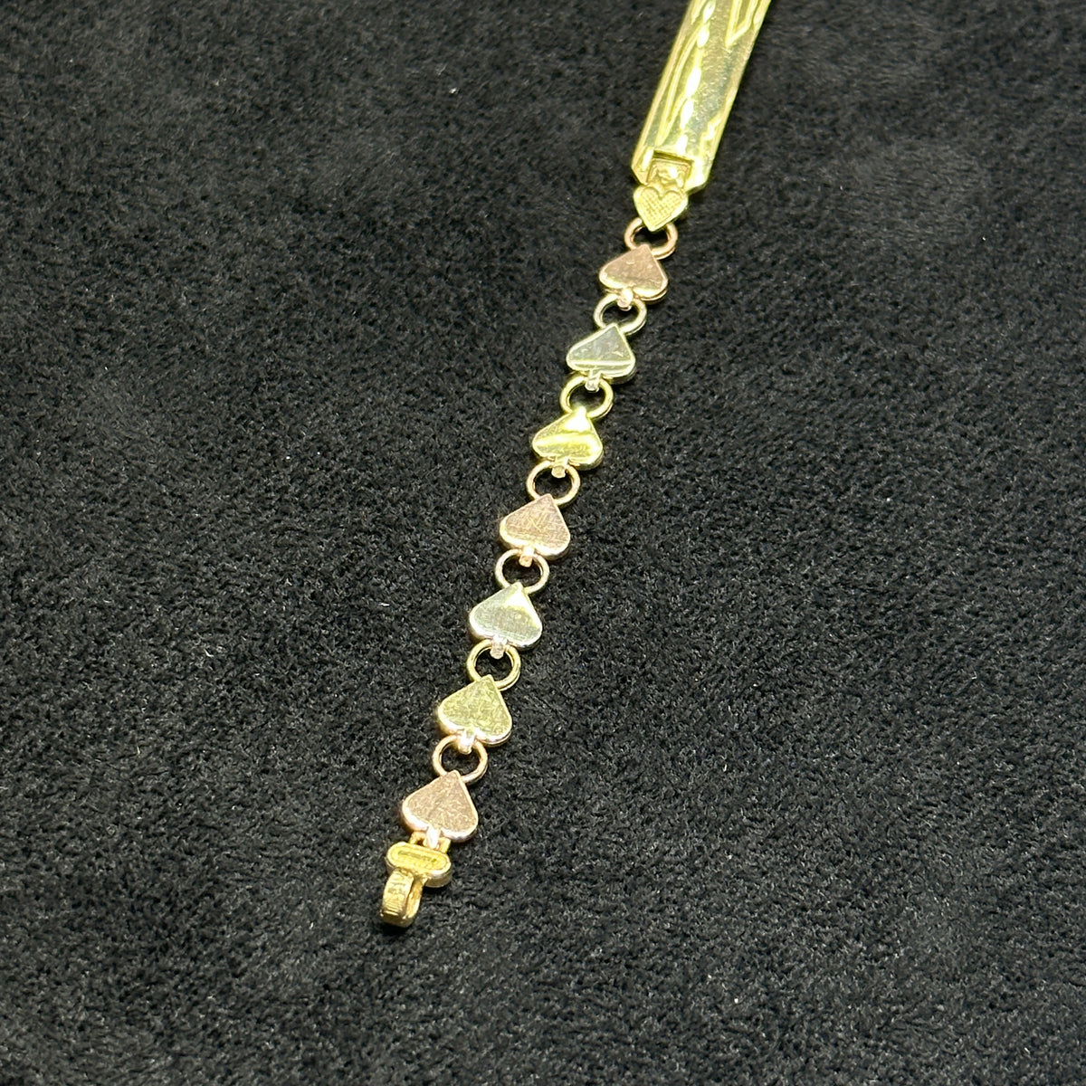 10K Tri-Color Gold Bracelet Heart Shaped for Kids