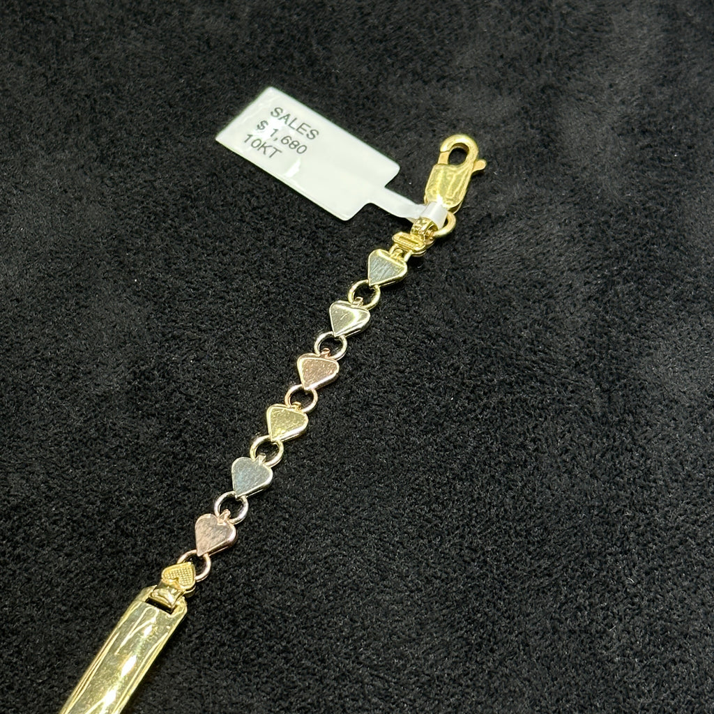 10K Tri-Color Gold Bracelet Heart Shaped for Kids