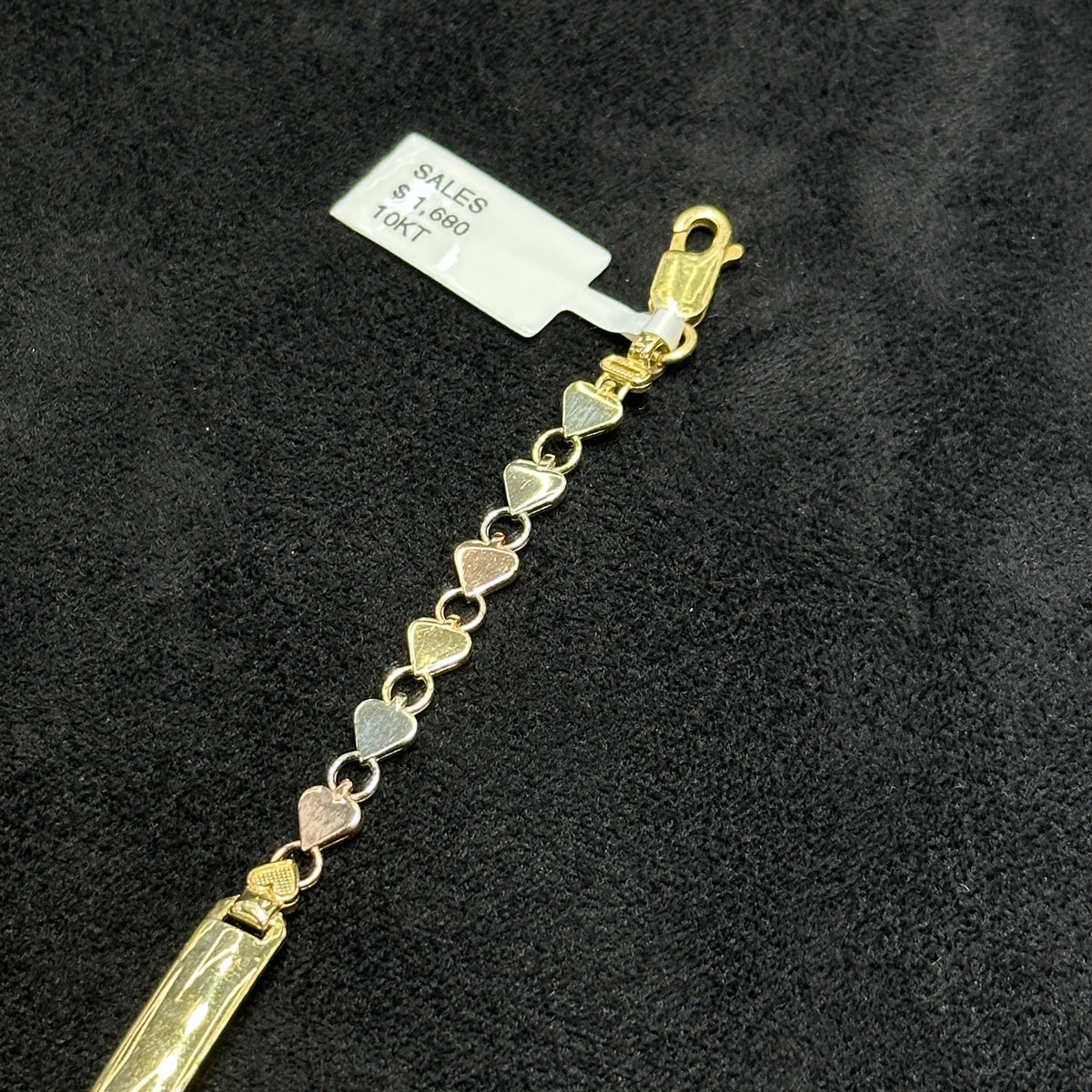 10K Tri-Color Gold Bracelet Heart Shaped for Kids