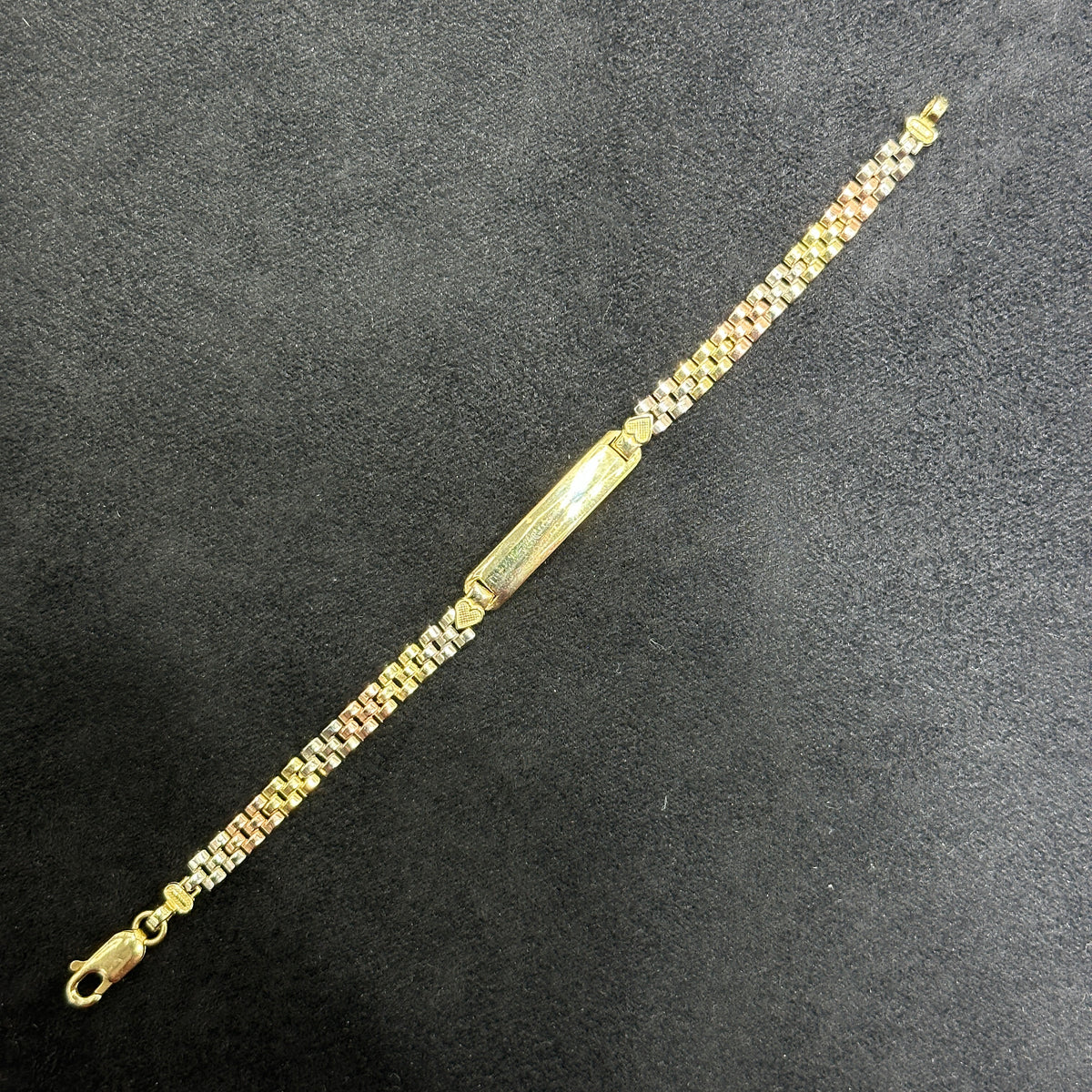 10k Tri-Color Link Style ID Bracelet for Kids