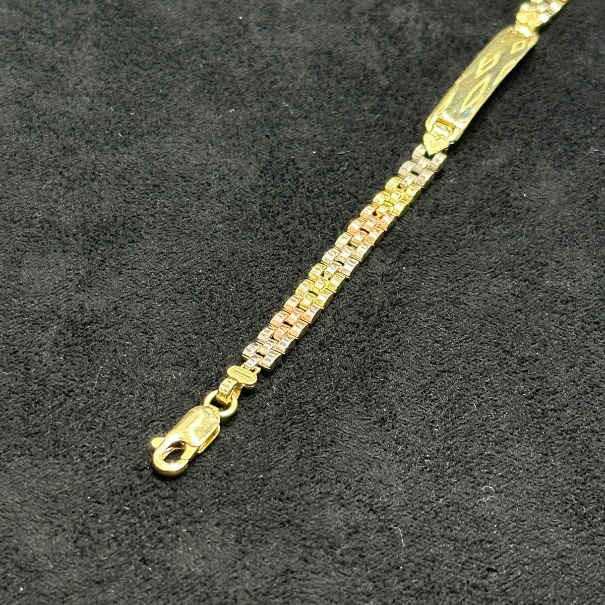 10k Tri-Color Link Style ID Bracelet for Kids