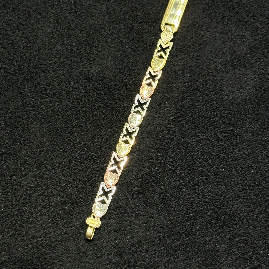 10K Two-Tone "XO" Style ID Bracelet For Kids