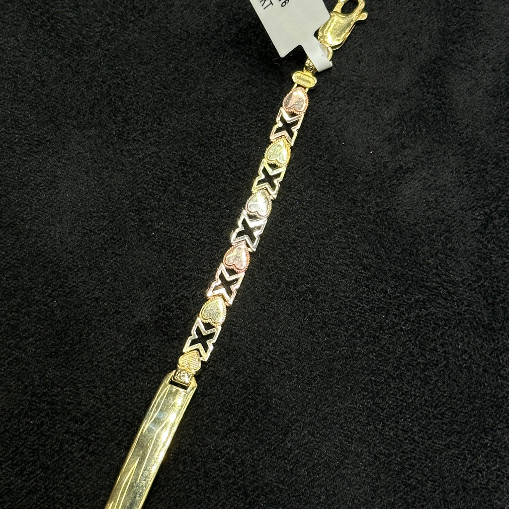 10K Two-Tone "XO" Style ID Bracelet For Kids