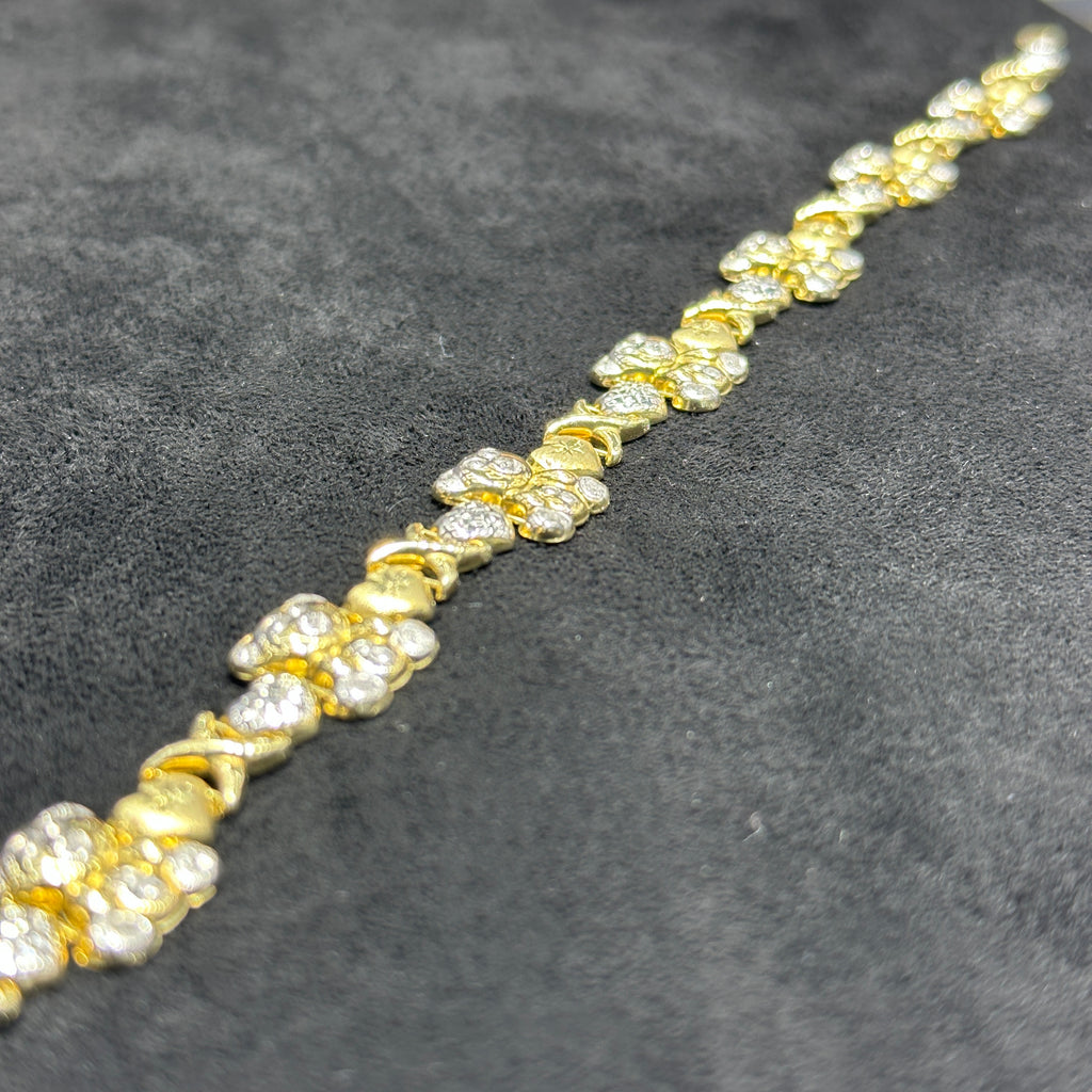 10k Real Gold Teddy Bear XO Style Bracelet for Women