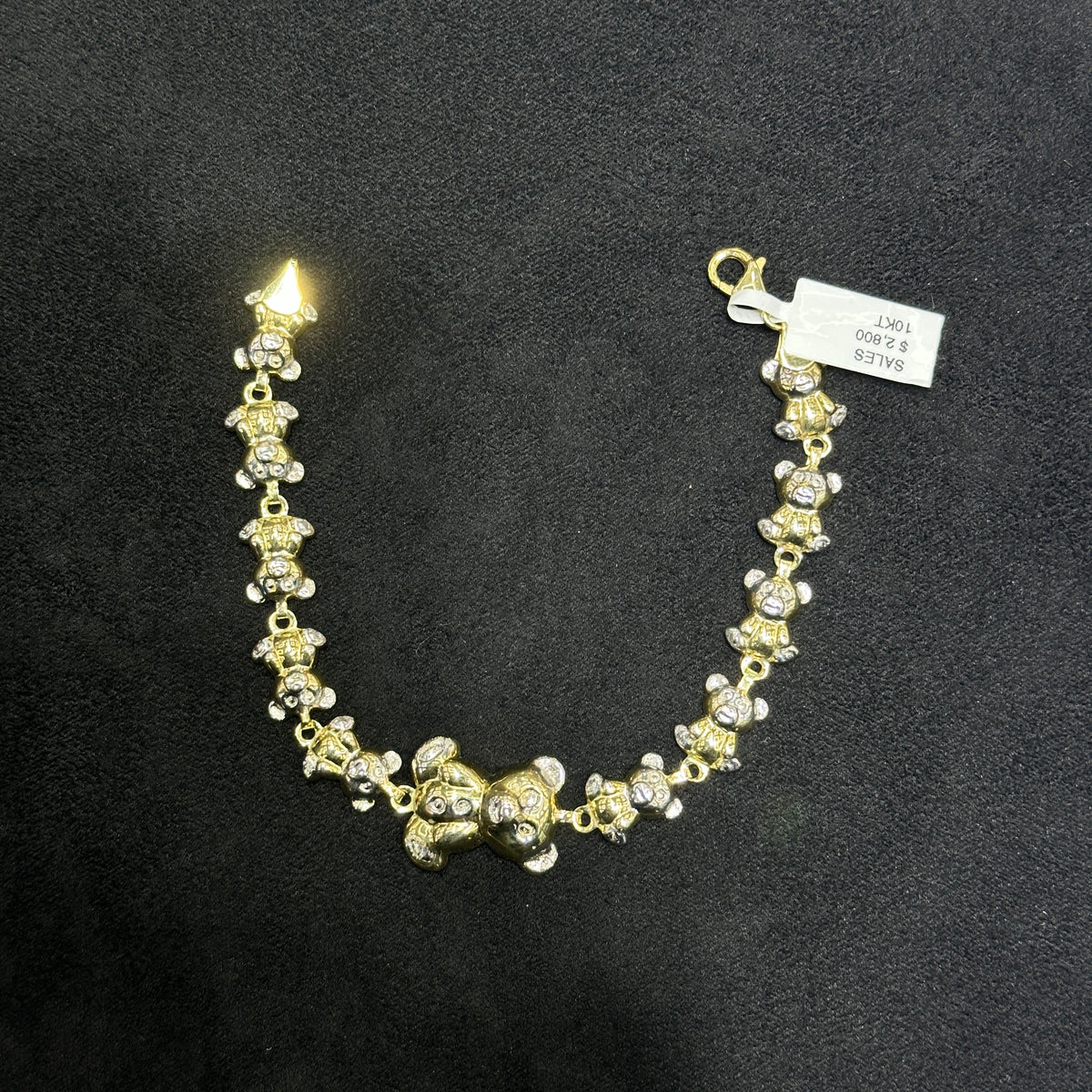 10k Gold Large Teddy Bear Bracelet For Her