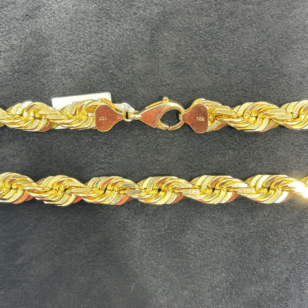 10mm 24-Inch 10k Yellow Gold Rope Chain