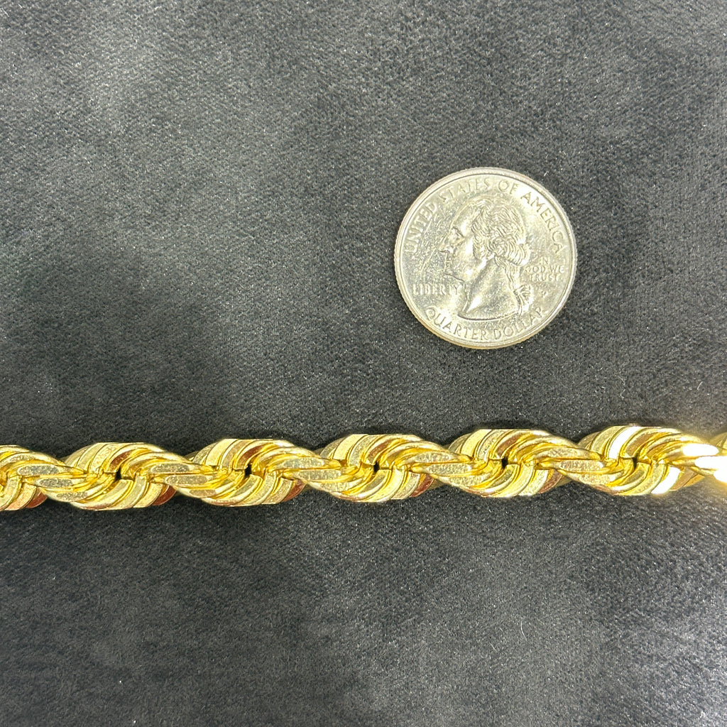 10mm 24-Inch 10k Yellow Gold Rope Chain