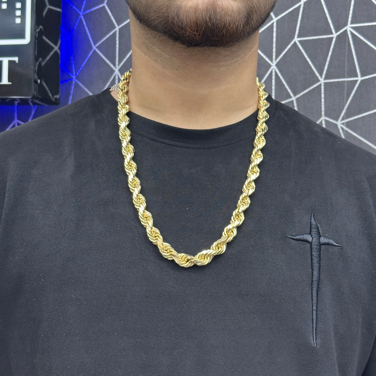 12mm 26-Inch 10k Yellow Gold Rope Chain