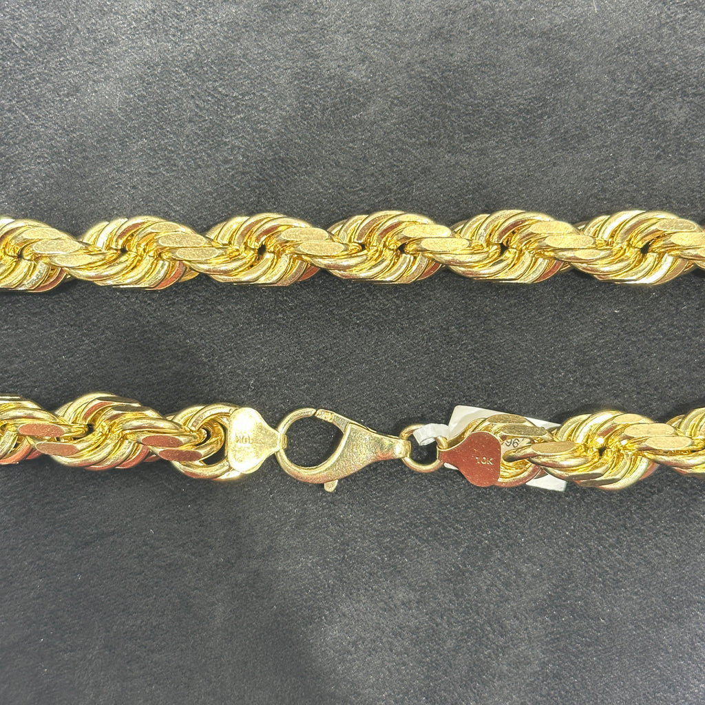 12mm 26-Inch 10k Yellow Gold Rope Chain
