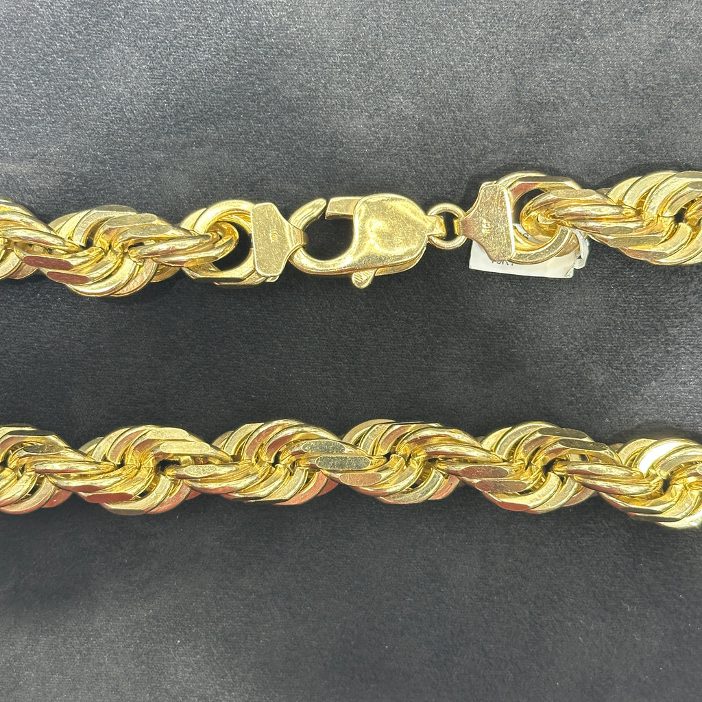Large 18mm 26" 10k Real Solid Gold Heavyweight Kilo Rope Chain fo Men