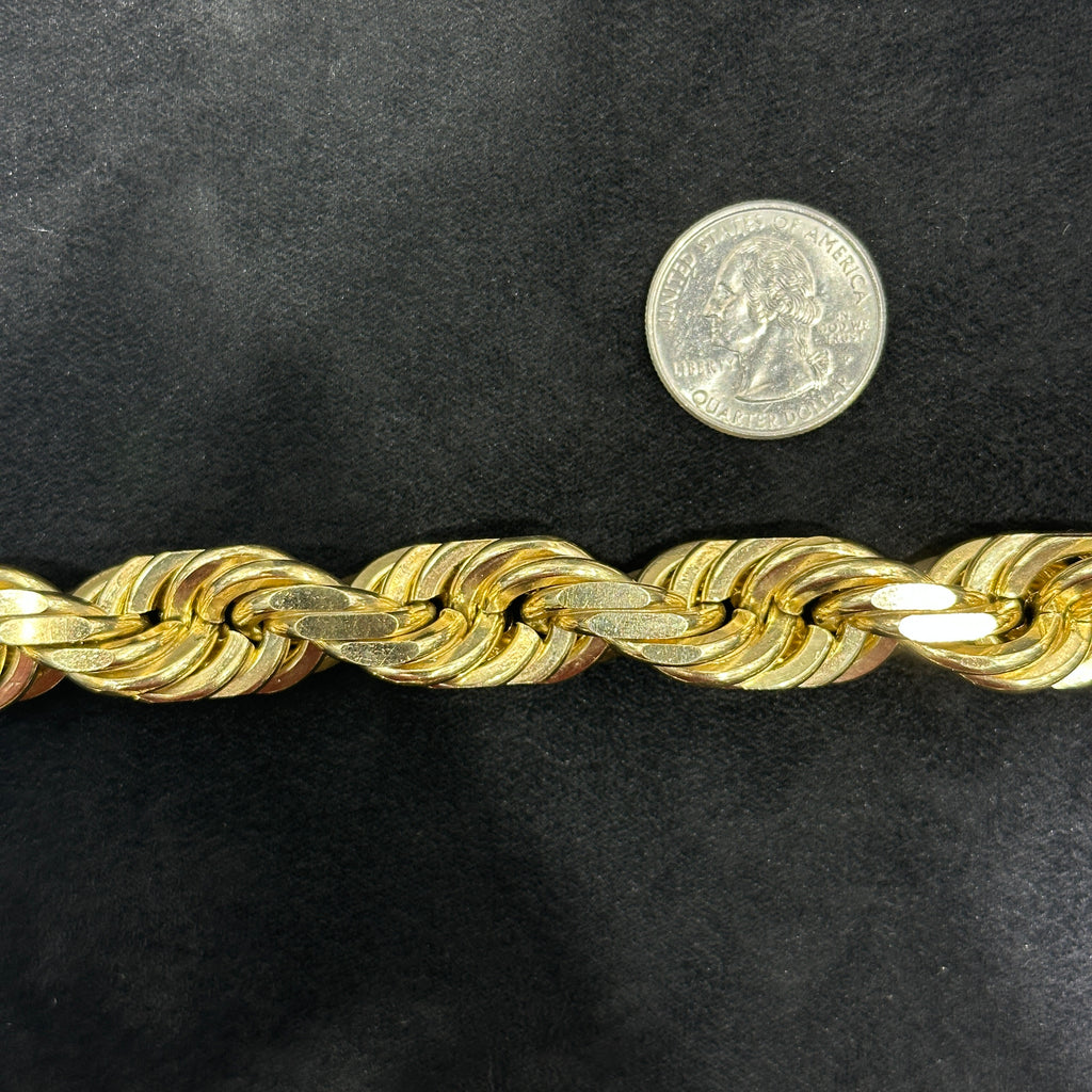 Large 18mm 26" 10k Real Solid Gold Heavyweight Kilo Rope Chain fo Men