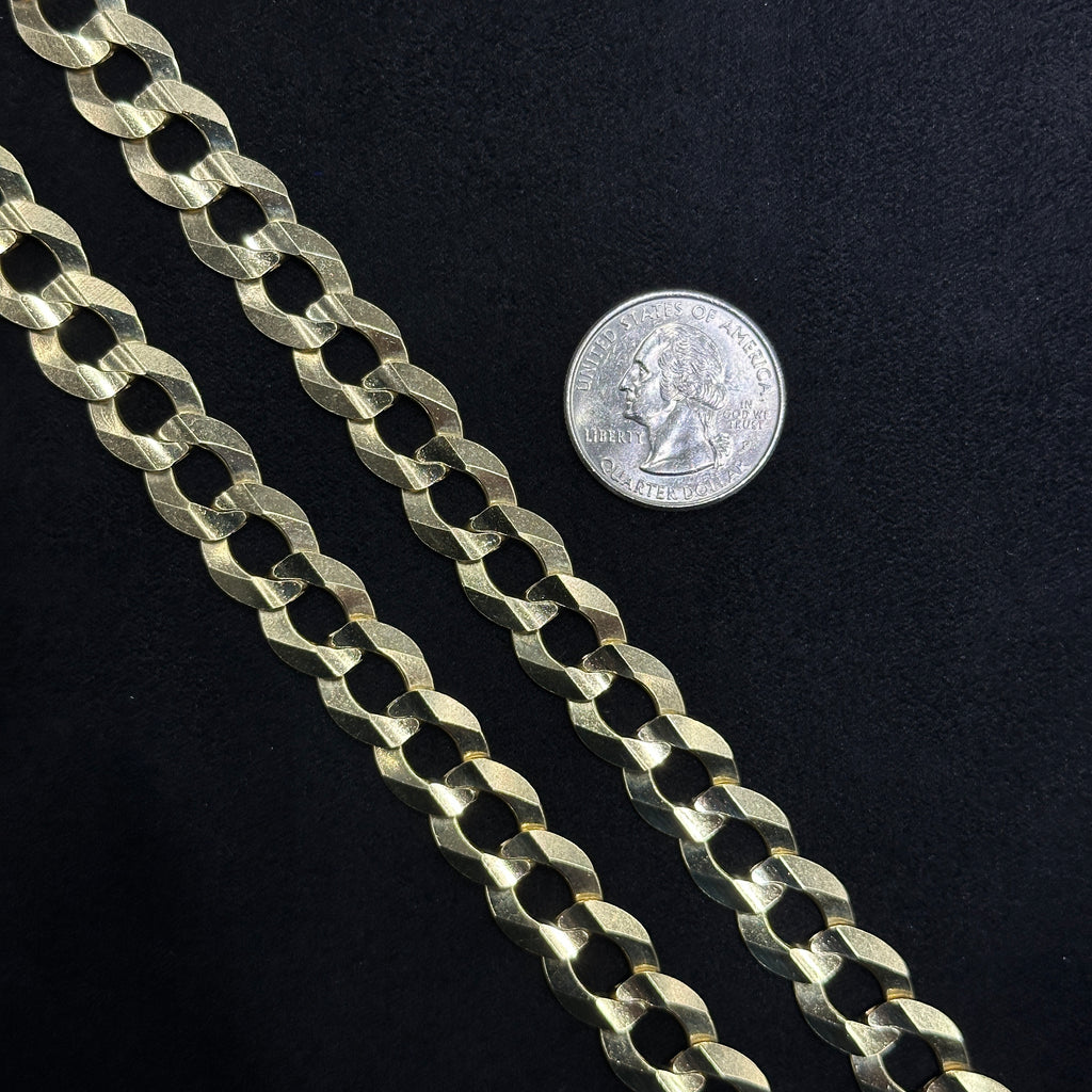 10k Solid Gold 26" Curb Cuban Chain 12mm Real Solid Yellow Gold