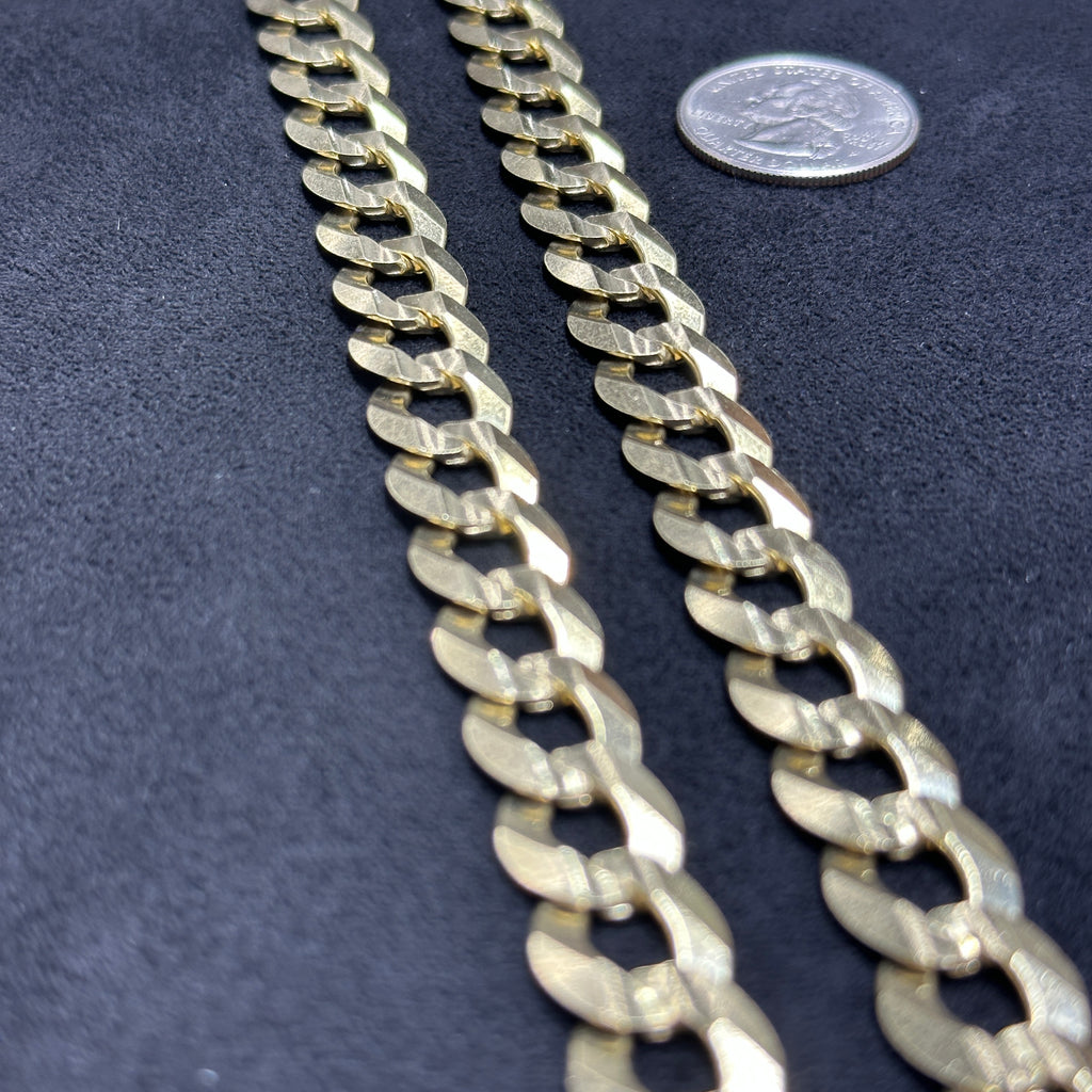 10k Solid Gold 26" Curb Cuban Chain 12mm Real Solid Yellow Gold