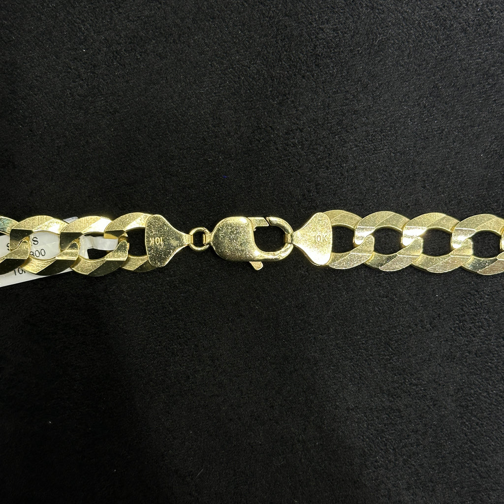 10k Solid Gold 26" Curb Cuban Chain 12mm Real Solid Yellow Gold