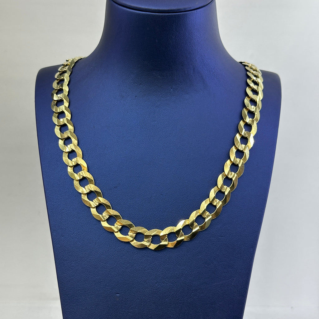 10k Solid Gold 26" Curb Cuban Chain 12mm Real Solid Yellow Gold