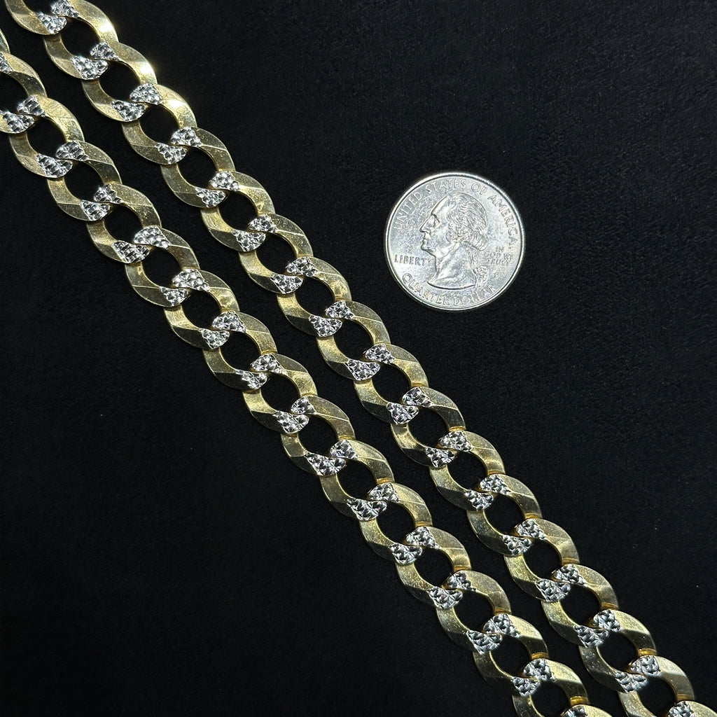 26" Diamond Cut Solid Gold Curb Cuban Chain 12mm for Men & Women