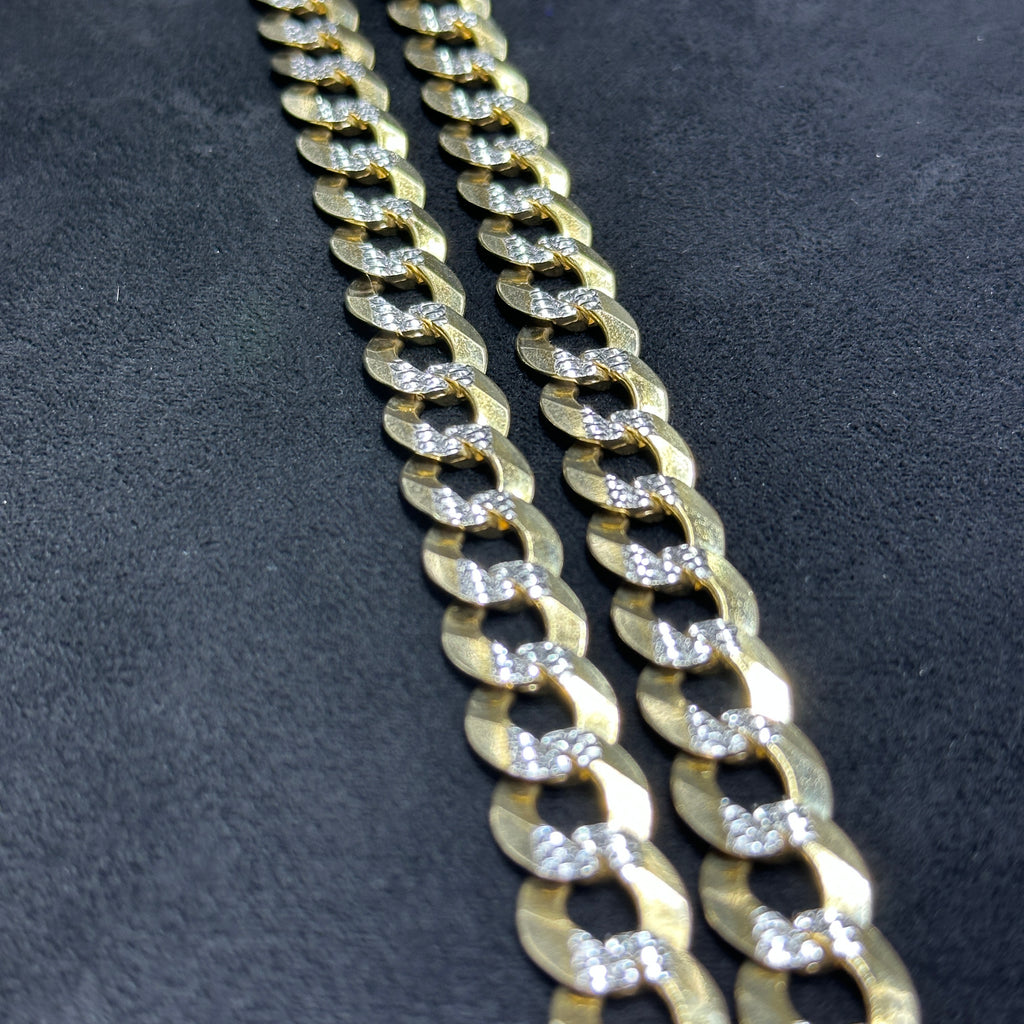 26" Diamond Cut Solid Gold Curb Cuban Chain 12mm for Men & Women