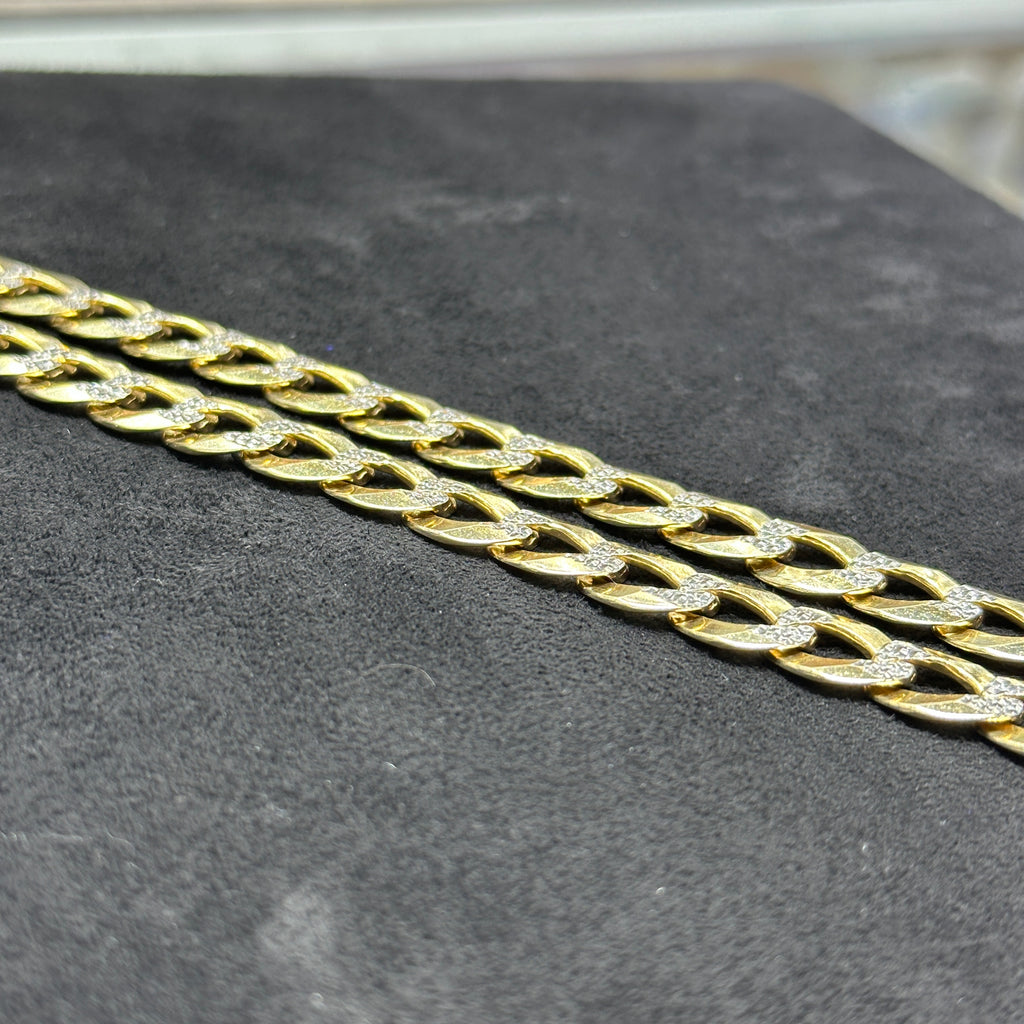 26" Diamond Cut Solid Gold Curb Cuban Chain 12mm for Men & Women