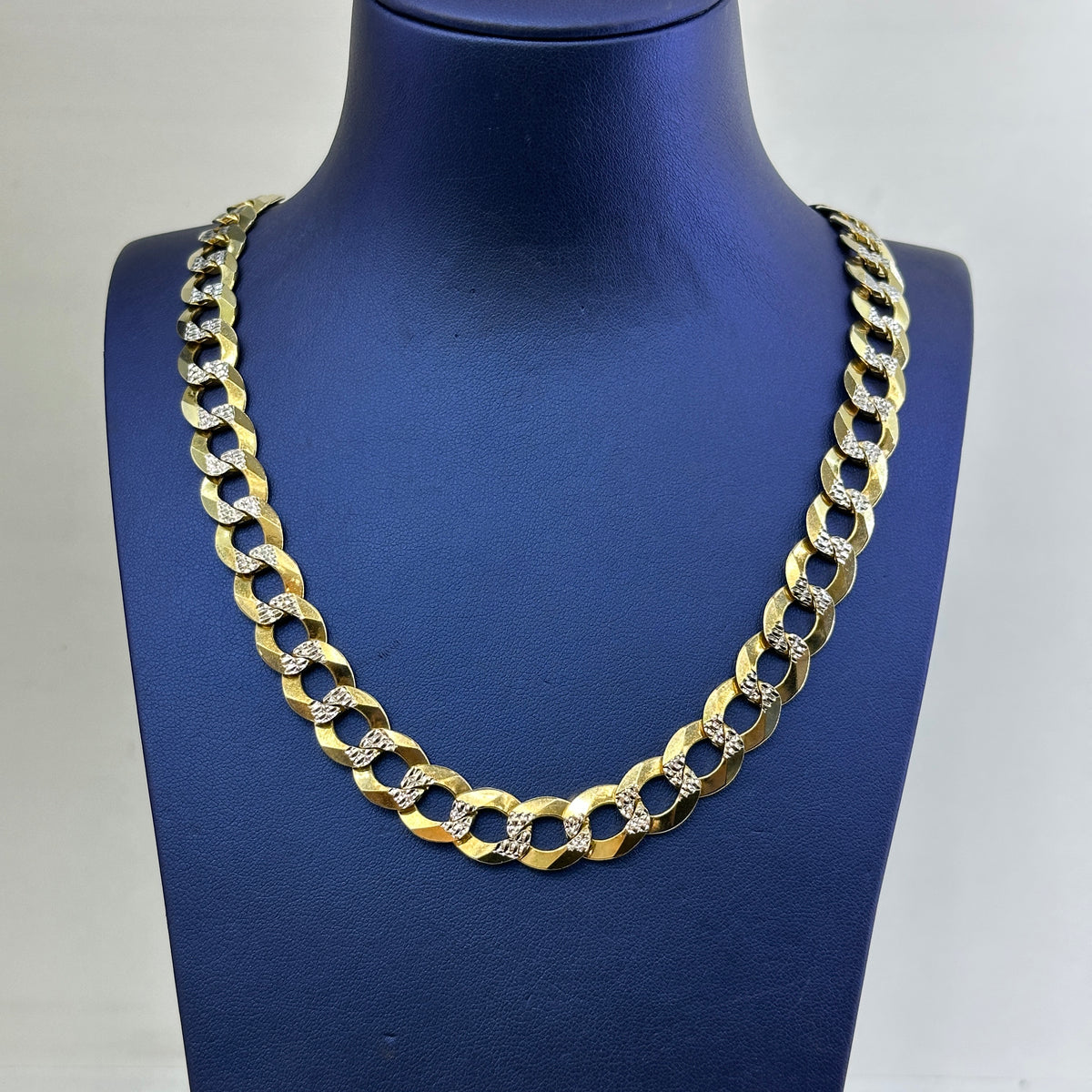 26" Diamond Cut Solid Gold Curb Cuban Chain 12mm for Men & Women