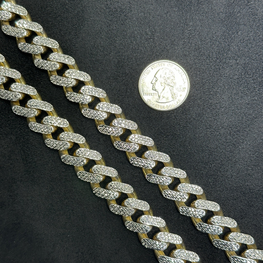 10k Gold Large 25.5" Diamond Cut Monaco Cuban Chain 15mm