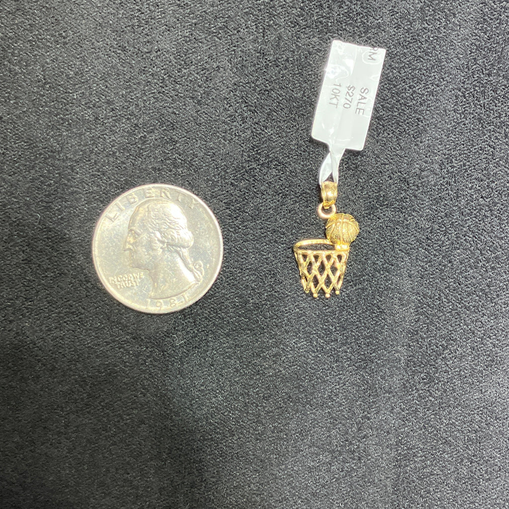 Basketball Charm 10k Gold Pendant Small Size