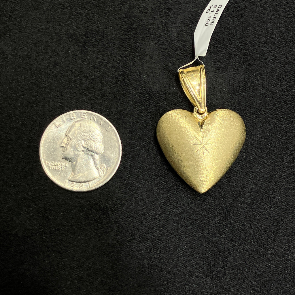 10K Gold Heart Shaped Pendant Yellow Gold Matte Finish