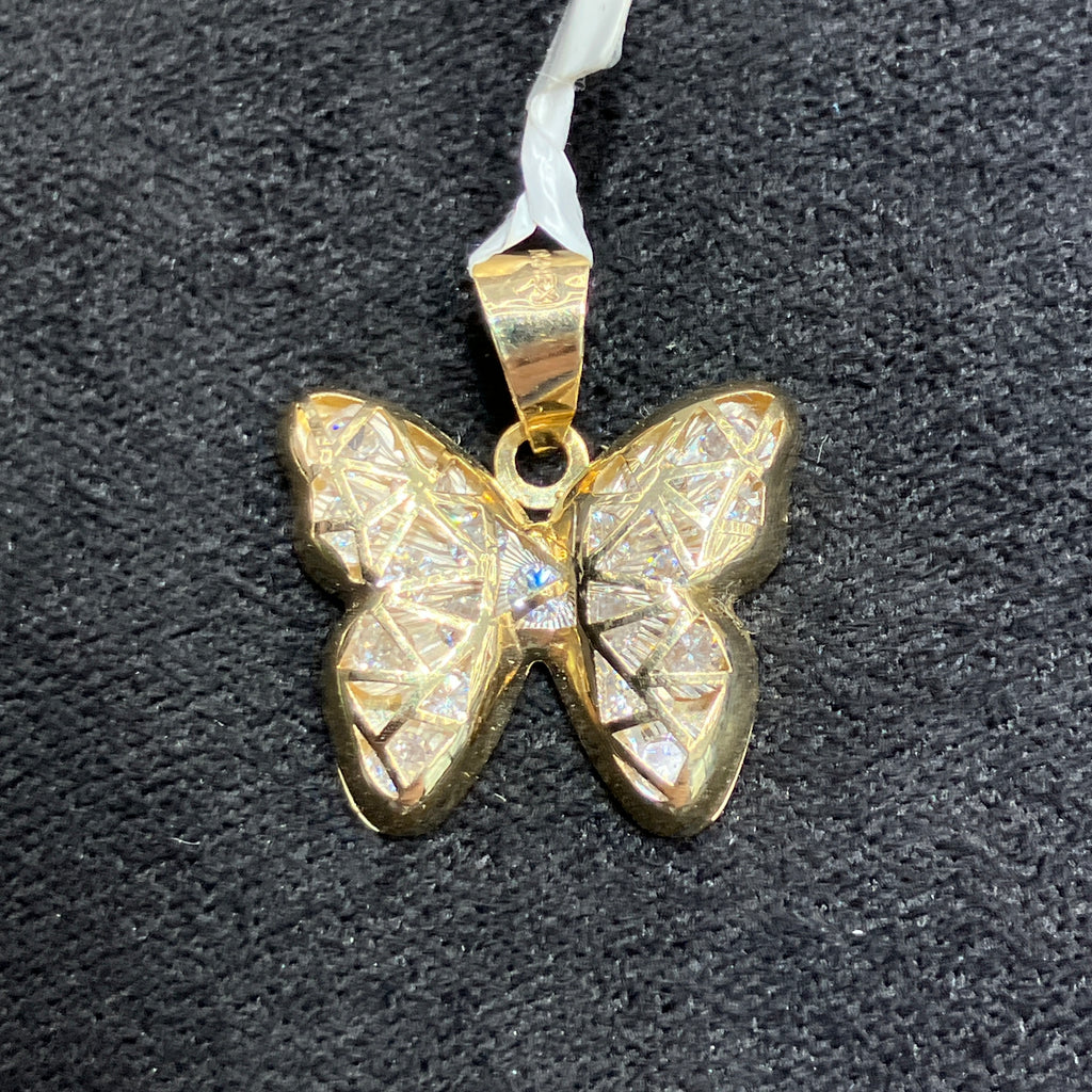 10k Yellow Gold w/ CZ Butterfly Shaped Pendant