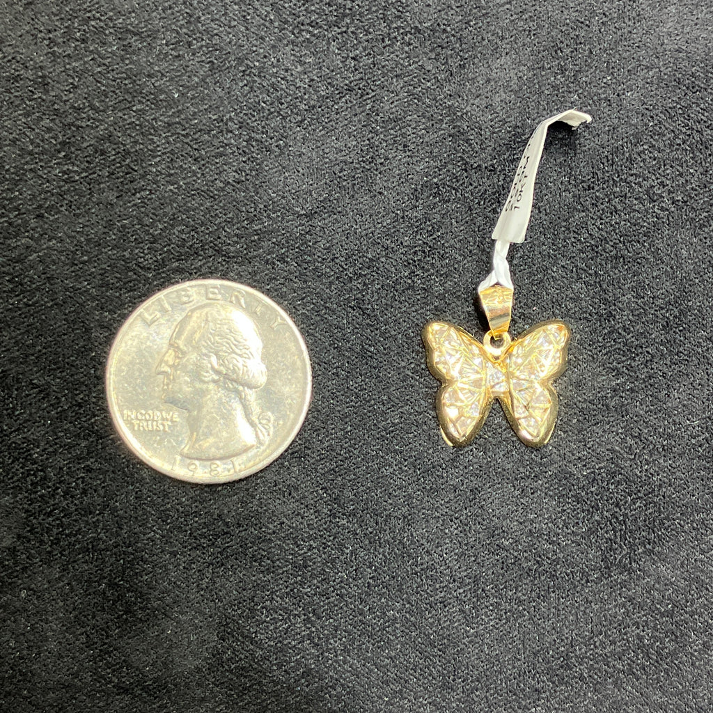 10k Yellow Gold w/ CZ Butterfly Shaped Pendant