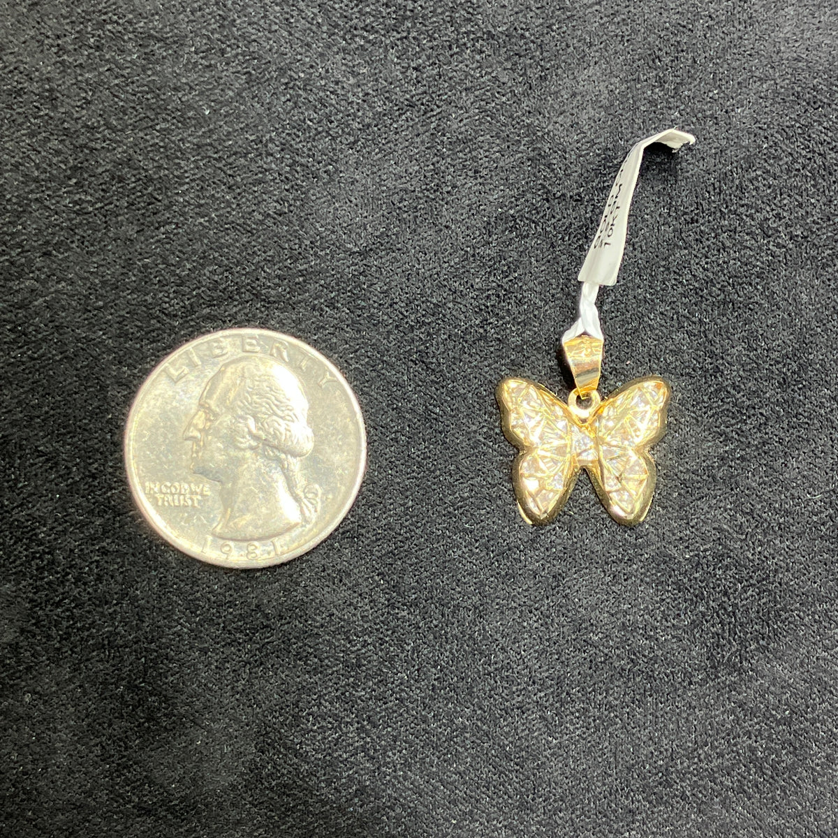 10k Yellow Gold w/ CZ Butterfly Shaped Pendant