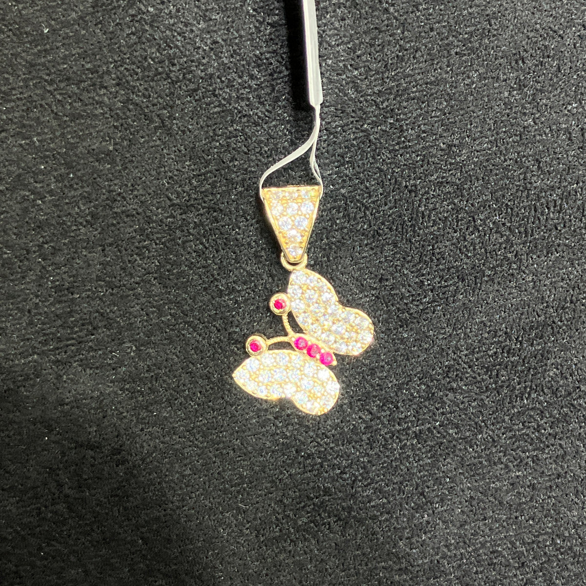 Small 10k Yellow Gold CZ Butterfly Shaped Pendant