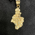 10K Gold Nugget Shaped Pendant Yellow Gold Diamond Cut