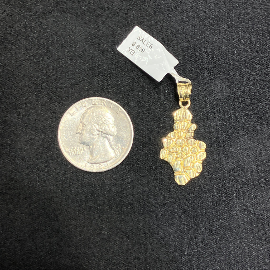 10K Gold Nugget Shaped Pendant Yellow Gold Diamond Cut