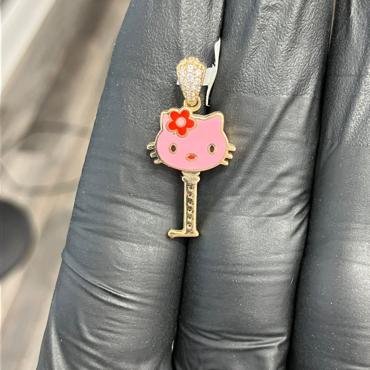 10k Yellow Gold Kitty Key Shaped Pendant
