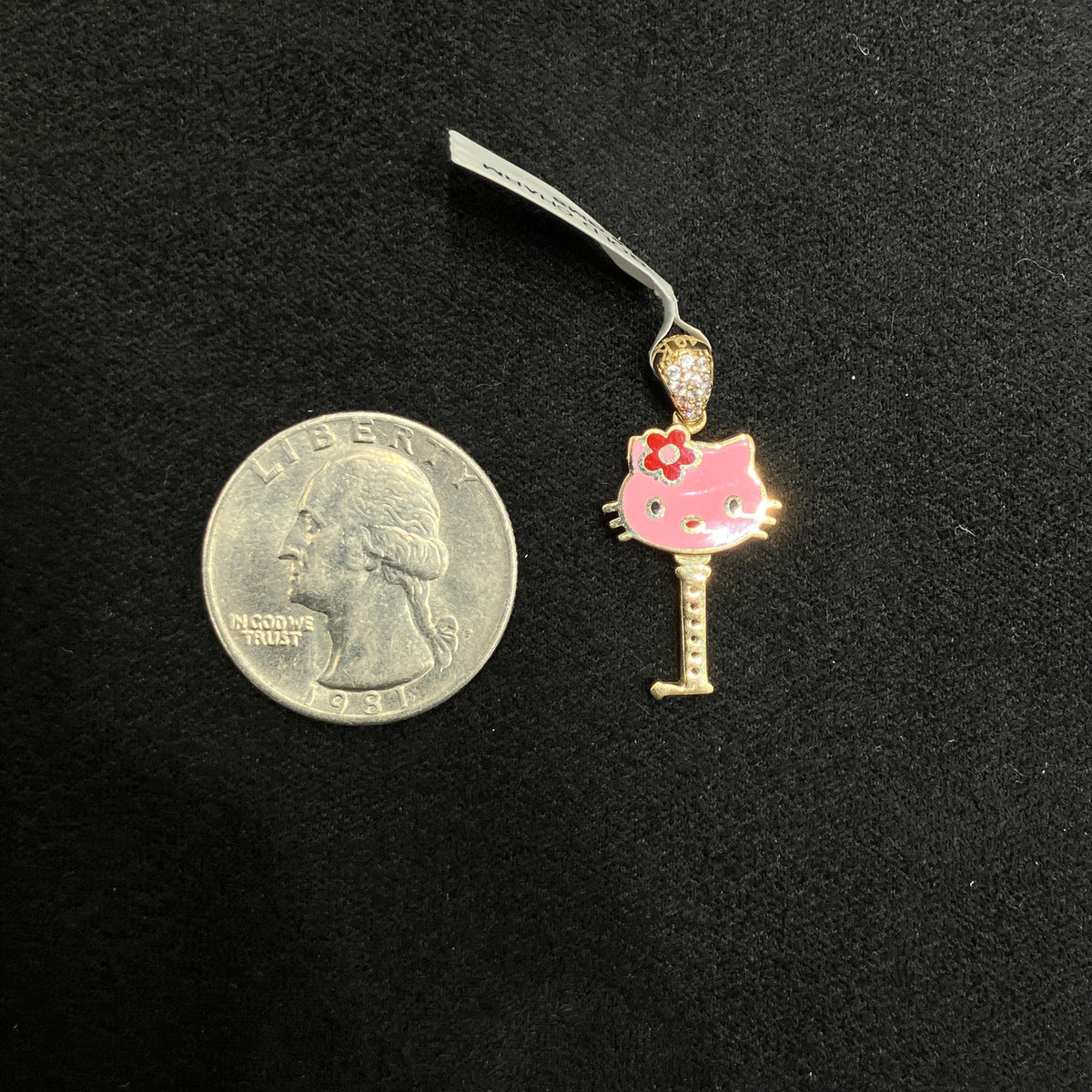 10k Yellow Gold Kitty Key Shaped Pendant