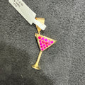 10k Champagne Glass Gold Charm CZ Stones Fashion Pendant
