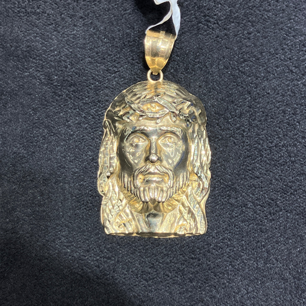 10k Yellow Gold Jesus Head Charm For Men & Women