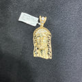 10k Real Yellow Gold Jesus Face Charm with CZ Stones