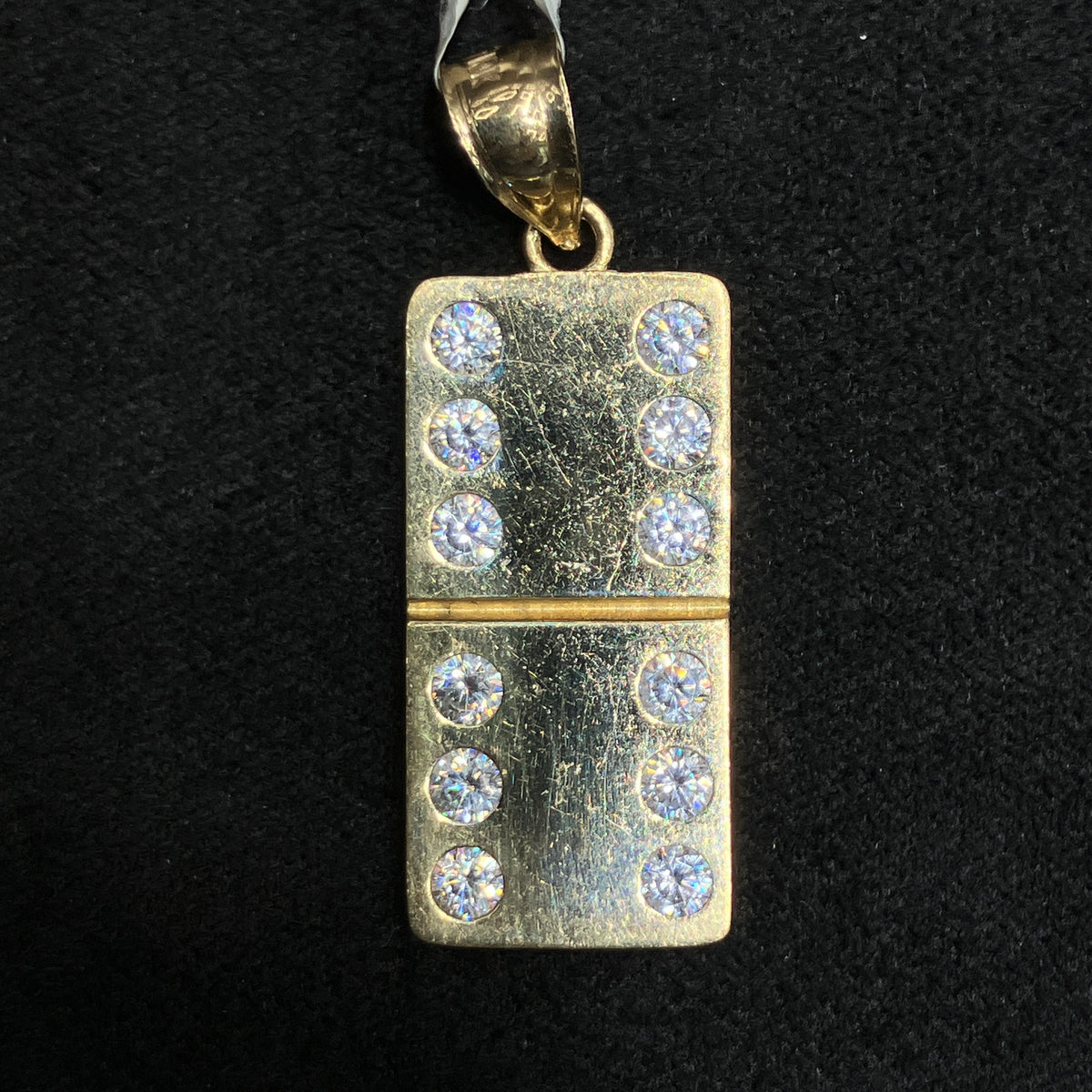 10k Yellow Gold Dice Shaped Pendant with CZ