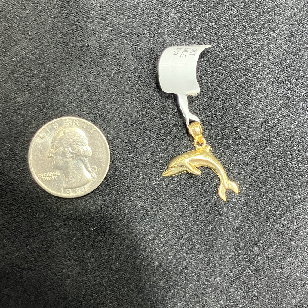 Dolphin 10K Solid Yellow Gold Animal Charm For Men & Women