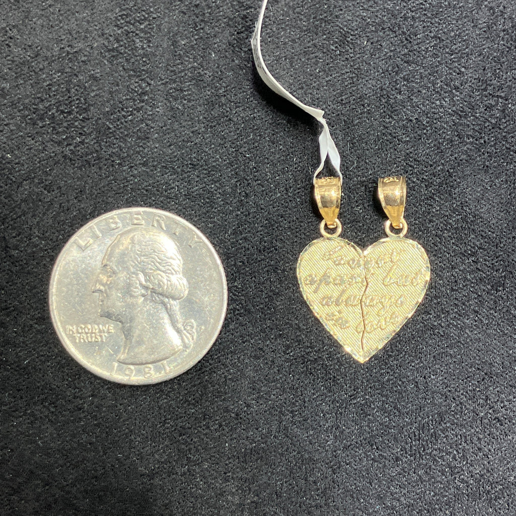 10k Yellow Gold Heart Twin-Matching Two Halves Charm