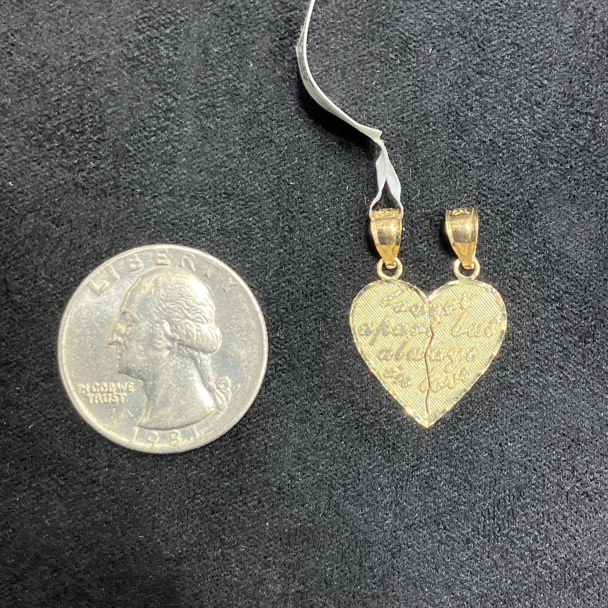 10k Yellow Gold Heart Twin-Matching Two Halves Charm