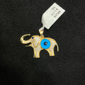 10K Gold Evil Eye CZ Elephant Pendant Unisex Charm
