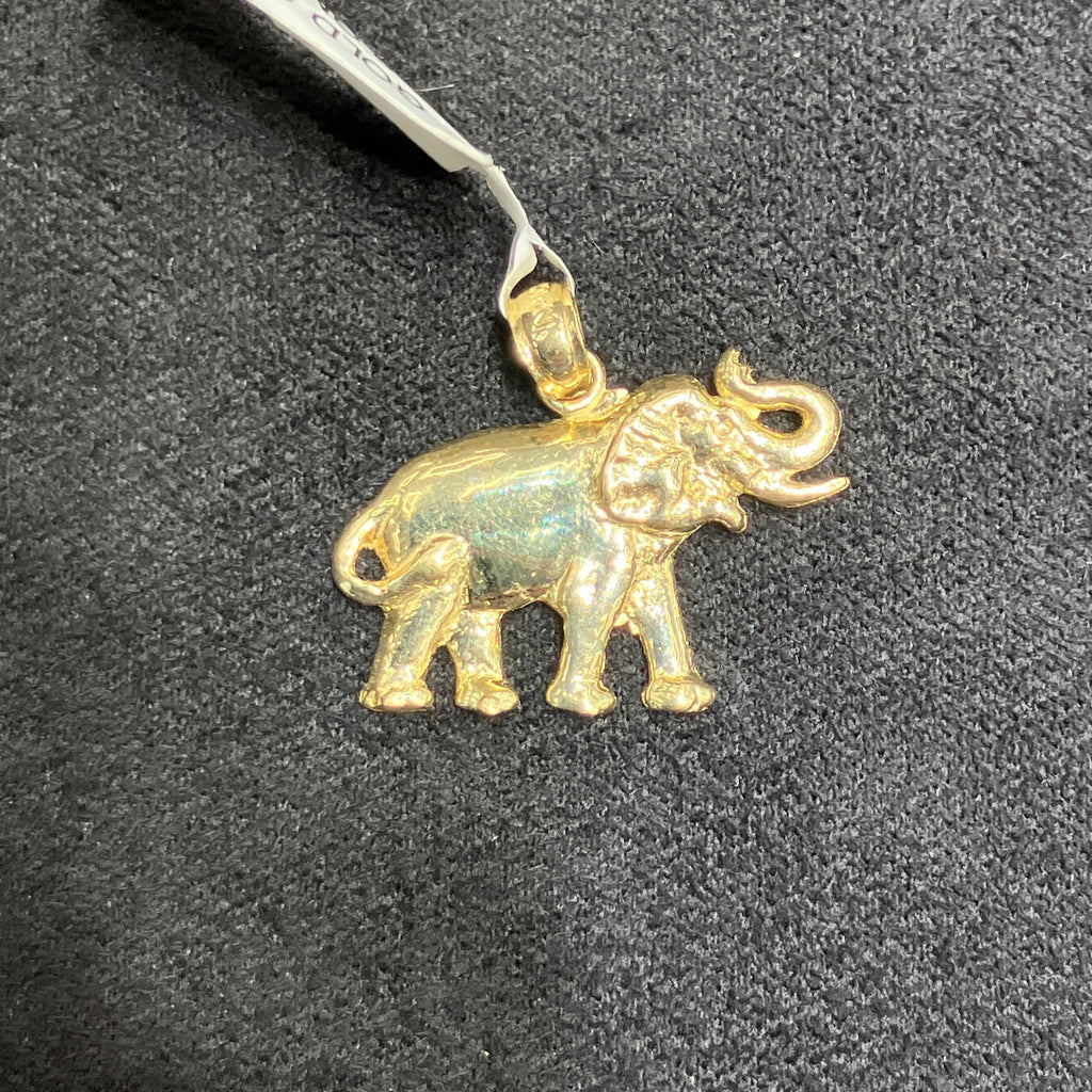 10K Yellow Gold Elephant Pendant Unisex Charm